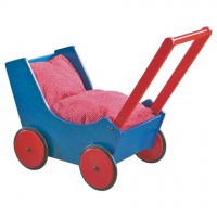 Doll Pram Red & Blue 